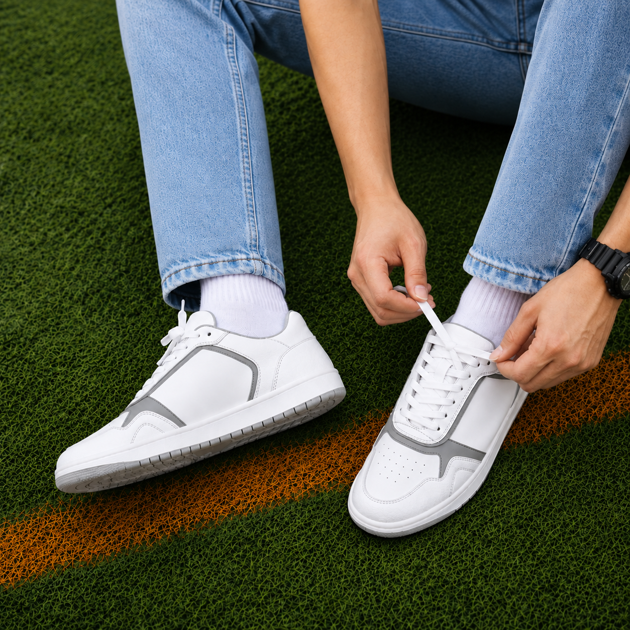 Legend White & Grey : Premium Ease Walkers